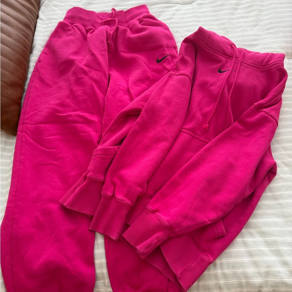 Nike Pink Sweatpants and Hoodie Set